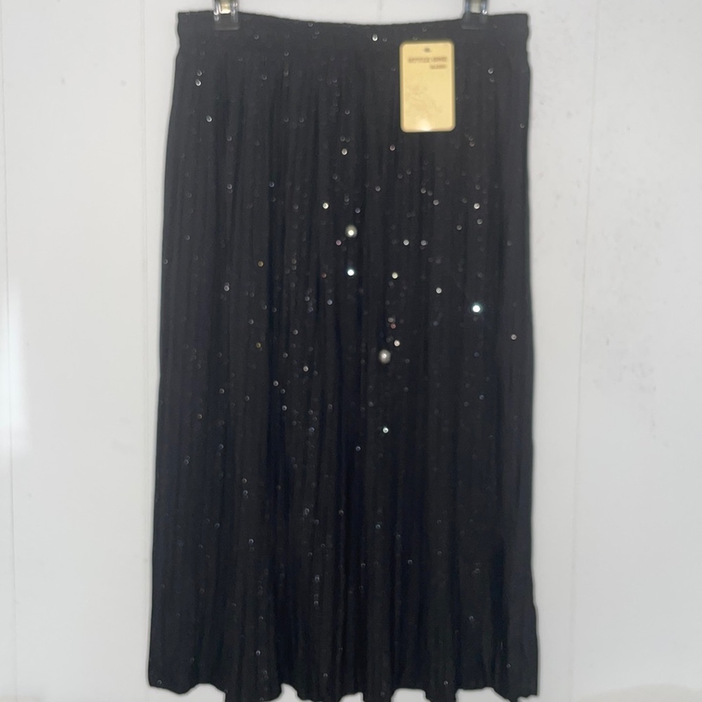 Starry Night Knife Pleated Midi Skirt
